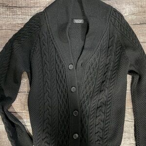 Zara Men's Black Cable Knit Cardigan